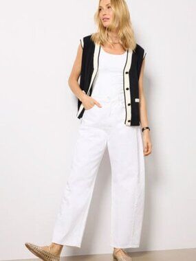 MOTHER The Full Pipe Ankle Jeans in Picket Fence(White) New With Tags Sz30